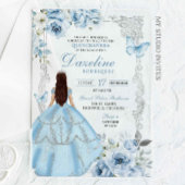 Royal Silver Light Blue Princess Quinceañera Acryl Uitnodigingen
