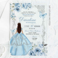 Royal Silver Light Blue Princess Quinceañera