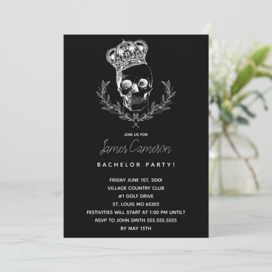 Royal Skull Bachelor Party Kaart (Staand voorkant)