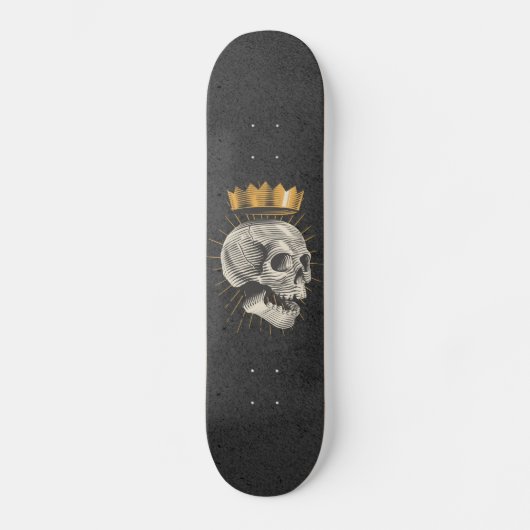 Royal Skull King Crown Grunge Gothic Gothic Black Persoonlijk Skateboard (Voorkant)