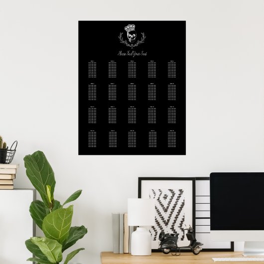 Royal Skull Reception Sezing Chart Poster (Thuiskantoor)