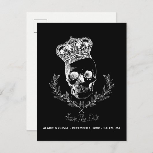 Royal Skull Save The Date Aankondigingskaart (Voorkant / Achterkant)
