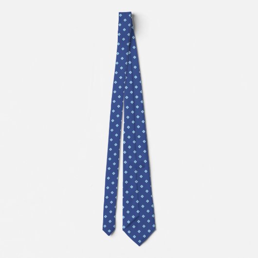 Royal Sky Blue Diamond Polka Dot Pattern Stropdas (Achterkant)
