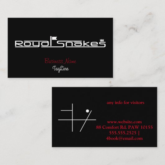 Royal Snakes Logo only Business Card Visitekaartje (Voorkant / Achterkant)