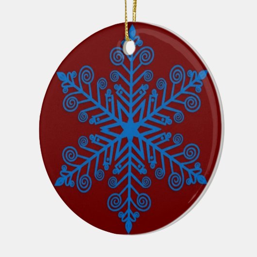 Royal Snowburst — Blue Holiday Snowflake Keramisch Ornament (Links)