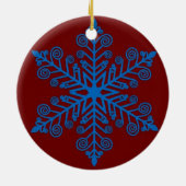 Royal Snowburst — Blue Holiday Snowflake Keramisch Ornament (Achterkant)