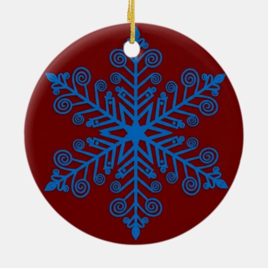 Royal Snowburst — Blue Holiday Snowflake Keramisch Ornament (Achterkant)