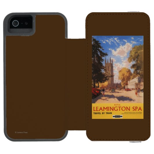 Royal Spa, Street Uitzicht British Railways Poster Incipio iPhone Portemonnee Hoesje (Agenda Open)