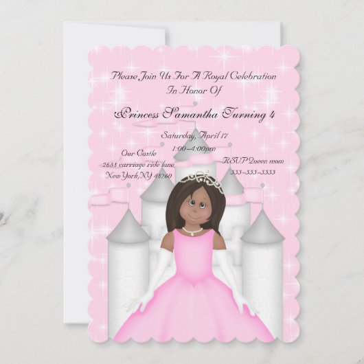 Royal Sparkle Princess Birthday Party Invitation Kaart (Voorkant)