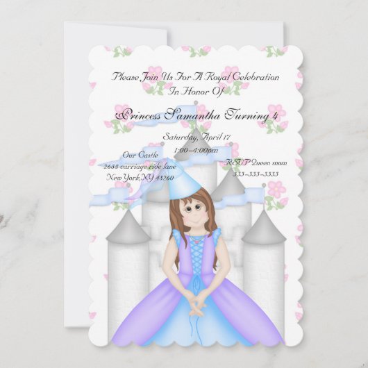 Royal Sparkle Princess Birthday Party Invitation Kaart (Voorkant)