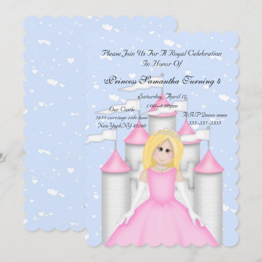 Royal Sparkle Princess Birthday Party Invitation Kaart (Voorkant / Achterkant)