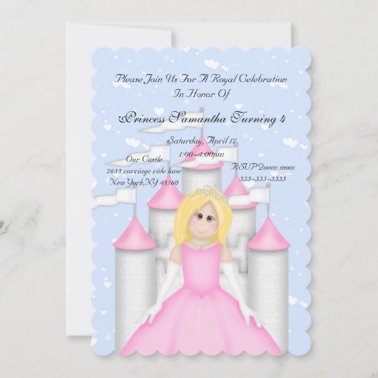 Royal Sparkle Princess Birthday Party Invitation Kaart (Voorkant)