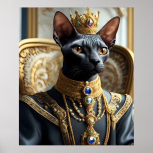 Royal Sphynx Cat King Huisdier Portret Art Print