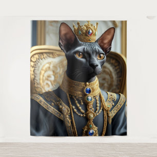 Royal Sphynx Cat King Regal Pet Portrait Art Wandkleed