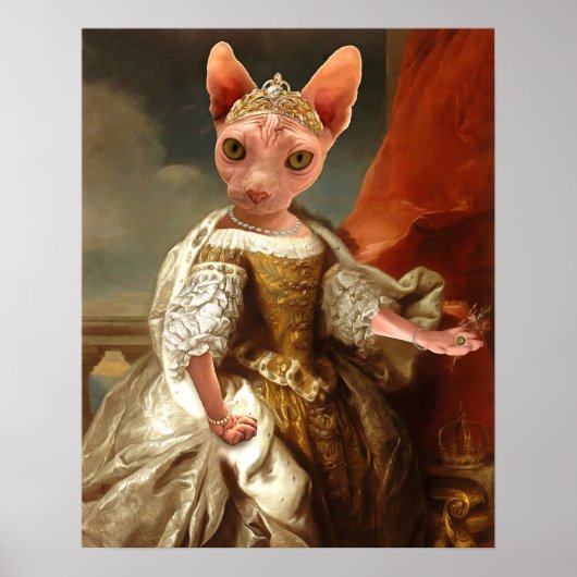 Royal Sphynx Cat Queen Portrait Poster (Voorkant)