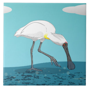 Royal Spoonbill NZ vogel Tegeltje