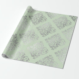 Royal Squares Damask Mint Green Silver Vip Cadeaupapier