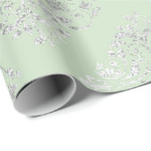 Royal Squares Damask Mint Green Silver Vip Cadeaupapier (Rol Hoek)