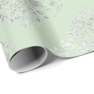 Royal Squares Damask Mint Green Silver Vip Cadeaupapier