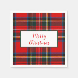 Royal Stewart Christmas MERRY XMAS Plaid Krans Servet