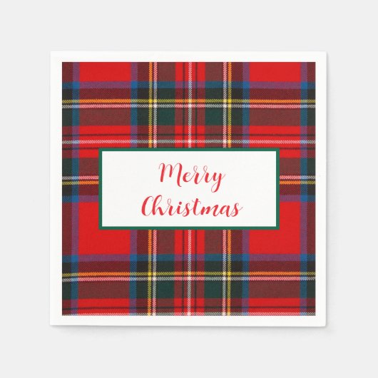 Royal Stewart Christmas MERRY XMAS Plaid Krans Servet (Voorkant)