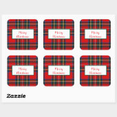 Royal Stewart Christmas MERRY XMAS Plaid Krans Vierkante Sticker (Vel)