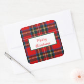 Royal Stewart Christmas MERRY XMAS Plaid Krans Vierkante Sticker (Envelop)