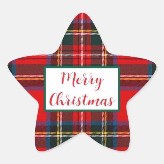 Royal Stewart Christmas MERRY XMAS Plaid Ster Sticker (Voorkant)