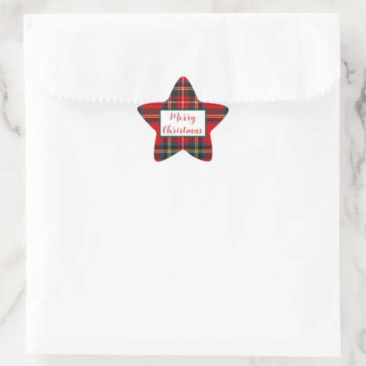 Royal Stewart Christmas MERRY XMAS Plaid Ster Sticker (Tas)