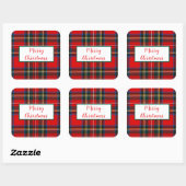 Royal Stewart Christmas MERRY XMAS Plaid Vierkante Sticker (Vel)