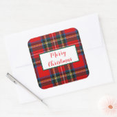 Royal Stewart Christmas MERRY XMAS Plaid Vierkante Sticker (Envelop)