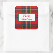 Royal Stewart Christmas MERRY XMAS Plaid Vierkante Sticker (Tas)
