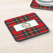 Royal Stewart Christmas MONOGRAM Plaid Wreath Bier Onderzetter (Linkerzijde)