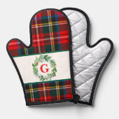 Royal Stewart Christmas MONOGRAM Plaid Wreath Ovenwant (Voorkant / Achterkant)