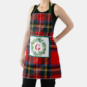 Royal Stewart Christmas MONOGRAM Plaid Wreath Schort (Insitu)