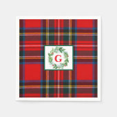 Royal Stewart Christmas MONOGRAM Plaid Wreath Servet (Voorkant)