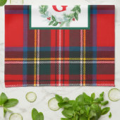 Royal Stewart Christmas MONOGRAM Plaid Wreath Theedoek (Gevouwen)