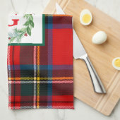 Royal Stewart Christmas MONOGRAM Plaid Wreath Theedoek (Quarter Fold)