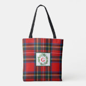 Royal Stewart Christmas MONOGRAM Plaid Wreath Tote Bag (Achterkant)