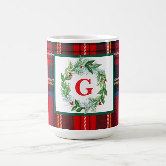 Royal Stewart Christmas Plaid MONOGRAM Koffiemok (Center)