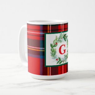 Royal Stewart Christmas Plaid MONOGRAM Koffiemok