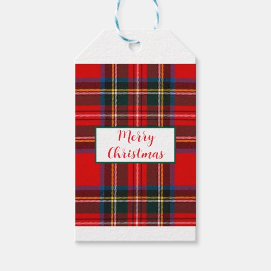 Royal Stewart Christmas Plaid PERSONALISEREN Cadeaulabel (Voorkant)