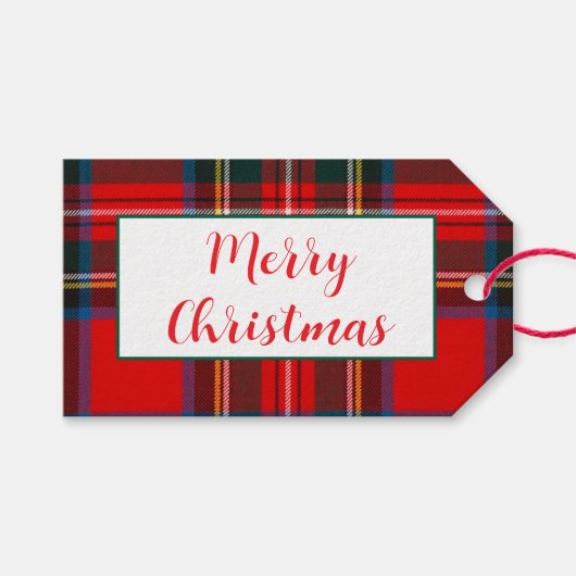 Royal Stewart Christmas Plaid PERSONALISEREN H Cadeaulabel (Voorkant (Horizontaal))