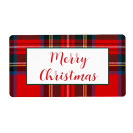 Royal Stewart Christmas Plaid PERSONALISEREN Rood  Etiket