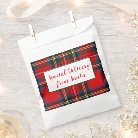 Royal Stewart Christmas Plaid Santa PERSONALISEREN Bedankzakje (Geknipt)