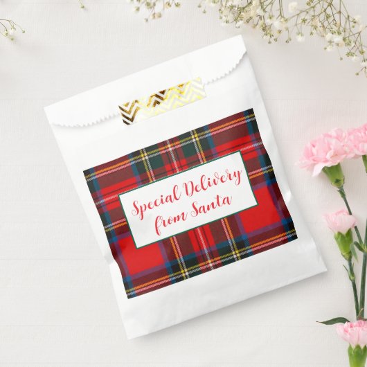 Royal Stewart Christmas Plaid Santa PERSONALISEREN Bedankzakje (Gezegeld)