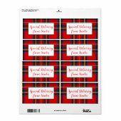 Royal Stewart Christmas Plaid Santa PERSONALISEREN Etiket (Full Sheet)