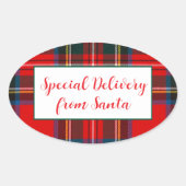 Royal Stewart Christmas Plaid Santa PERSONALISEREN Ovale Sticker (Voorkant)