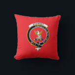 Royal Stewart Clan Badge and Motto Pillow Kussen<br><div class="desc">Royal  Stewart clan badge and motto on scarlet.  The motto means,  "Strength grows strong as a wound."</div>