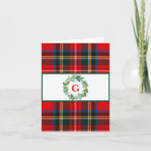 Royal Stewart Kerst Plaid MONOGRAM Krans  Kaart (Voorkant)